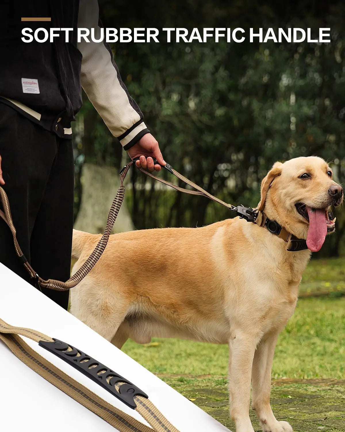 Reflective FlexControl Dual-Handle Dog Leash with Bungee & Seat Belt Clip